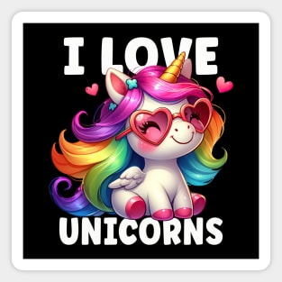 I Love Unicorns Magnet